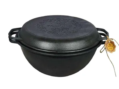 Produktbild von MAYSTERNYA Gusseisen Kazan 18 L mit Pfannendeckel – Usbekischer Kasan, Wok, für Induktion, Grill und offenes Feuer