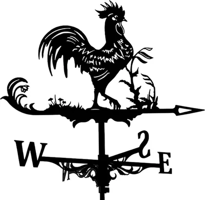 Produktbild von Metallene Vintage Wetterfahne für Outdoor Garten Dekoration mit Hahn - Windrichtungsanzeiger im Hohl-Design für Dach und Paddock - Rustikaler Stil mit klassischem Design