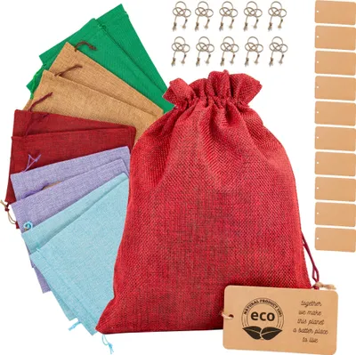 Obrázek produktu pro Látkový sáček 10x 25x20cm jutový sáček se stahovací šňůrkou 190g/m2 dárkový sáček