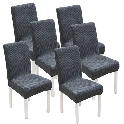Produktbild von CMYBabee Stuhlhussen 6er-Set Dunkelgrau, Maschinenwaschbare Stretch-Schonbezüge für Stühle (Rückenlehnenhöhe 42-52 cm)