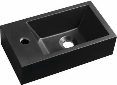 Obrázok produktu pre AMAROK umývadlo z liateho mramoru 40x22cm, ľavé, čierne matné
