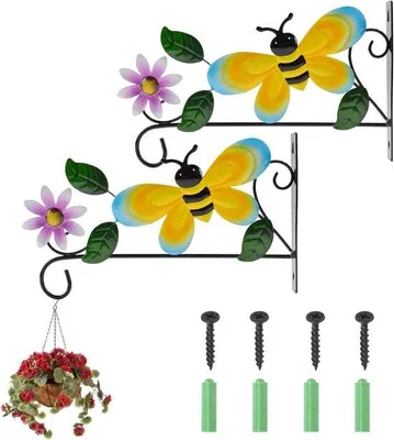 Produktbild von Vogel thema Wandhangende Plantenbeugel, 2 Stück, schwarz, Metall, 25,3 cm