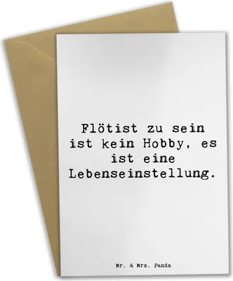 Produktbild von Mr. & Mrs. Panda Klappkarte Spruch Flöte Lebensgefühl - Weiß - Geschenk, einladungskarten, Instrument, Grußkarte, Glückwunschkarte, osterkarten, Musiker, Melodien, Lernen