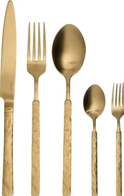 Produktbild von BELIANI Besteckset 30-teilig Gold aus Edelstahl inkl. Messer Gabel Löffel Kuchengabel Teelöffel für 6 Personen Modernes Design Eleganter Stil