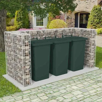 Image de vidaXL Habillage de poubelle en gabion pour 3 tonnes acier 250x100x120cm