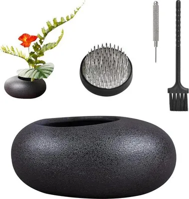 Produktbild von Famanu Keramischer Blumentopf mit Kenzan - Schwarz