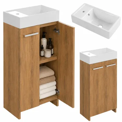 Produktbild von Waschtisch mit Unterschrank 81x40x22 Waschbeckenunterschrank - waschbecken - Waschbecken mit Unterschrank für Badezimmer Lancelot-Eiche, schrank klein, KI-generiertes Bild