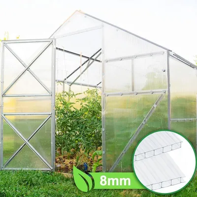 Produktbild von Izrielar 10x Doppelstegplatten 8mm Zuschneidbar 121x60,5cm Polycarbonat 7,32m² UV-beständig Klar Hohlkammerplatten Gewächshaus Platten Stegplatten