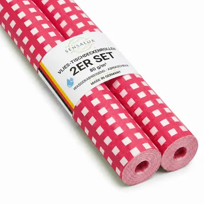 Immagine prodotto di Set di tovaglie Sensalux in rotolo, 2 pezzi, 1m x 25m a quadri - bianco-rosso