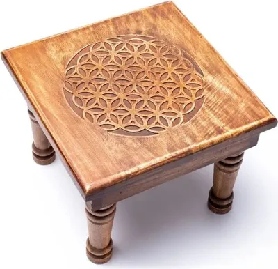 Immagine prodotto di Tavolino in legno Fiore della vita - 30x30x23 cm; 2250 g