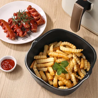 Obrázek produktu pro Forma na pečení do fritézy s horkým vzduchem, kompatibilní s modely HD9925, HD9860, HD9905/01. Příslušenství pro fritézu, 22 cm, čtvercová, litinová forma na pečení do fritézy, pánev na pečení do fritézy, náhradní díl