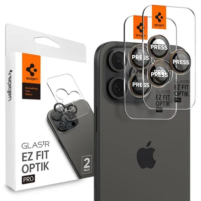 Imagen del producto de Optik Pro EZ Fit Lens Protector paquete de 2 para Apple iPhone 16 Pro (Max) / 15 Pro (Max) / 14 Pro (Max) - Desert Titanium