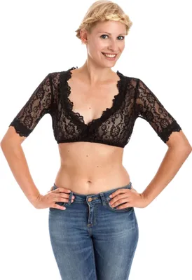 Produktbild von Krüger - Damen Dirndlbluse, leicht transparent, Cassandra (20140), Größe:32, Farbe:Schwarz