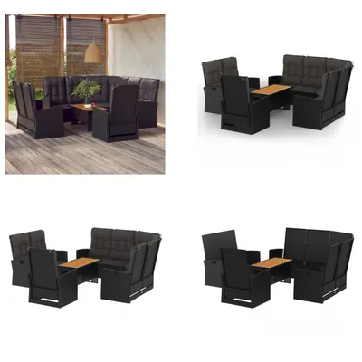 Immagine prodotto di vidaXL Set da giardino lounge 4 pezzi con cuscini in polyrattan nero - Set da giardino lounge - Set da giardino lounge - Set lounge - Mobili da giardino