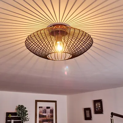 Produktbild von Pieris »Pieris« runde Deckenlampe aus Metall in Schwarz/Kupfer