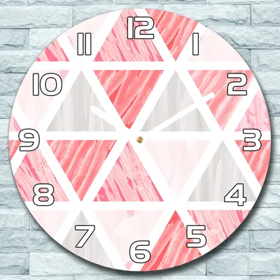 Produktbild von Wanduhr aus Glas Rund fi 30 Rosa Dreiecke Quarz Deko Wohnzimmer Büro