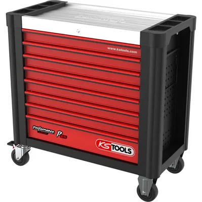 Image de KS TOOLS PERFORMANCEplus P25 NOIR/ROUGE Servante d'atelier avec 8 tiroirs - 873.3008