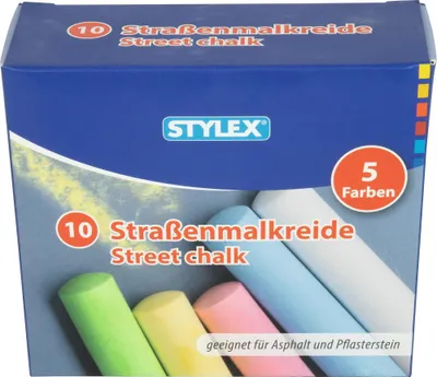 Produktbild von STYLEX Straßenkreide - 10 Stangen - 5 Farben