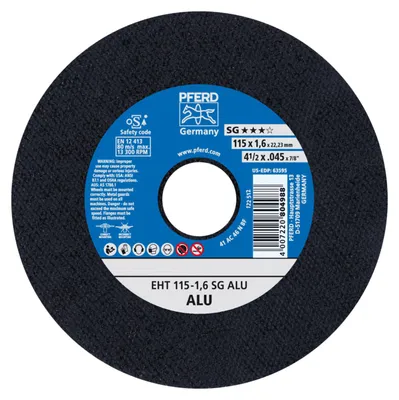 Zdjęcie produktu dla PFERD 61340425, Tarcza tnąca, Aluminium, Metale nieżelazne, 11,5 cm, Dowolna marka, Środek płaski, 2,22 cm