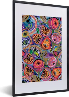 Produktbild von MuchoWow® MuchoWow® Gerahmtes Poster Kreis - Figuren - Blätter 40x60 cm - Poster mit zchwarzem Bilderrahmen - Poster in Rahmen