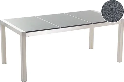Produktbild von BELIANI Gartentisch Grau Sicherheitsglas Edelstahl 180 x 90 cm Poliert Modern Outdoor