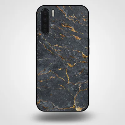 Produktbild von Smartphonica Handytasche für OPPO A91 mit Marmordruck - TPU Rückseite Fall Marmor Design - Gold Grau