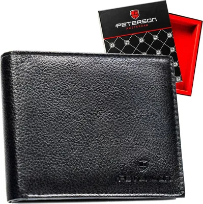 Obrázok produktu pre Peterson pánska kožená peňaženka RFID čierna 12,5 x 10 cm