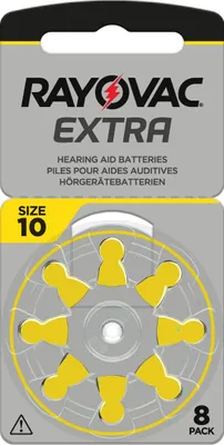 Produktbild von 80 x RAYOVAC Extra Hörgerätebatterien Typ 10 – PR70 - Farbcode gelb – 1,45 Volt - 80 Stück (10 x 8 Batterien)