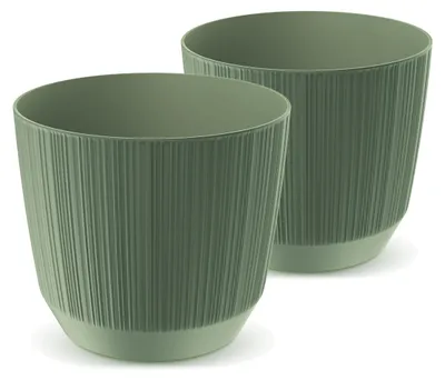 Obrázok produktu pre Sada dvoch dekoratívnych plastových kvetináčov, okrúhlych (priemer 15 cm)