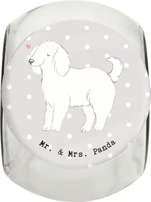 Produktbild von Mr. & Mrs. Panda Dose Bologneser Moment L 870ml - Grau Pastell - Geschenk, glasbehälter, Vorratsglas, schraubglas, Keksdose, Dekoglas