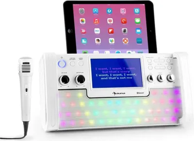 Produktbild von auna DiscoFever, biely, bluetooth karaoke systém, LED, 7" TFT displej, CD, USB