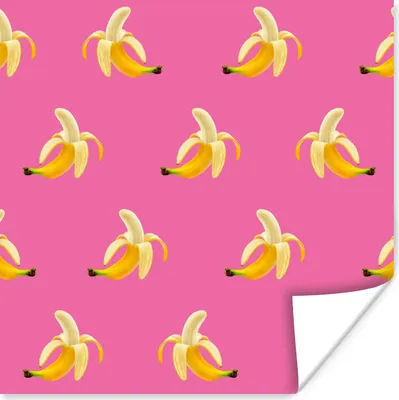 Produktbild von MuchoWow® Poster Banane - Muster - Rosa 50x50 cm - Wohnzimmerdekoration