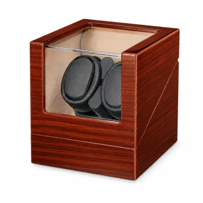 Produktbild von Tekoo Automatischer Uhrenbeweger für 2 Uhren, Rosenholz-Optik, flüsterleiser Betrieb & USB-Anschluss, KI-generiertes Bild