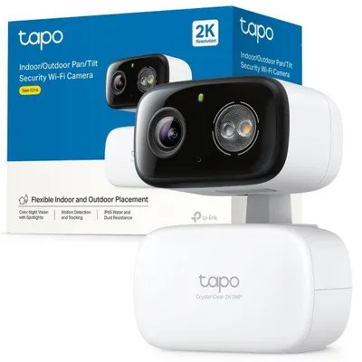 Obrázek produktu pro TP-Link Tapo C216, Bezpečnostní IP kamera, Vnitřní, Kabelový a bezdrátový, Amazon Alexa & Google Assistant, Strop/stěna/stůl, Bílá