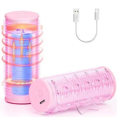 Produktbild von Kabellose elektrische Lockenwickler 2er-Set, wiederaufladbar, Pony-Lockenstab mit Auto-Off Funktion, tragbar & schnell für perfektes Styling