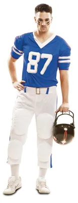 Immagine prodotto di Costume da rugby, blu, taglia XXXL, composto da maglietta, cintura e pantaloni