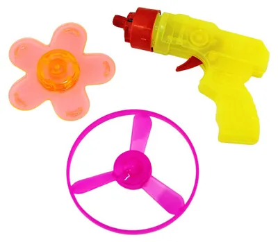 Produktbild von 48 Stück Mini Spielzeug Pistole mit Flugkreisel - ca. 7 cm