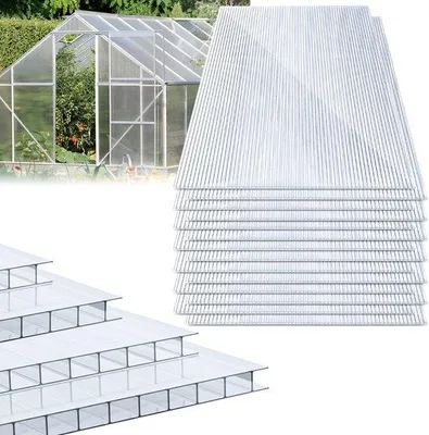 Immagine prodotto di Pannelli in policarbonato – Resistenti ai raggi UV, trasparenti, dimensioni 60,5 x 121 cm, superficie 10,25 m²