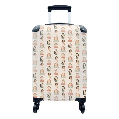Produktbild von MuchoWow® Koffer Handgepäck Trolley Rollkoffer Kleine Reisekoffer mit 4 Rollen - Pastell - Frauen - Hüte - Cabin Size < 55x40x23 cm & 55x40x20 cm - Fotokoffer - Kabinenkoffer - Boardgepäck - Reise-Box - Reisekoffer - Reisegepäck - Koffer mit Bild - Trolley für Kinder