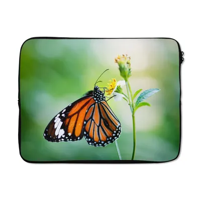 Produktbild von MuchoWow® Laptop Hülle 17 Zoll Laptoptasche Schmetterling - Blumen - Insekten - Zipper - Schutzabdeckung