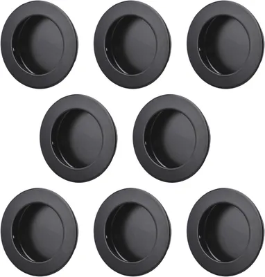 Image de Poignée de meuble de 60 mm, lot de 8, noire, en acier inoxydable, pour portes coulissantes
