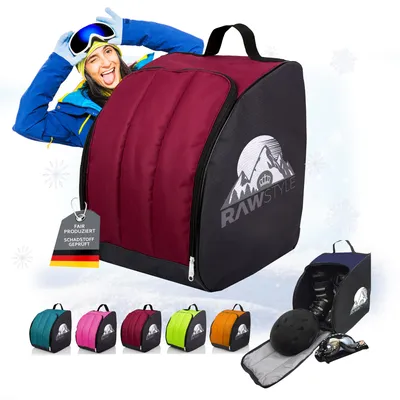 Produktbild von Rawstyle Skischuh Tasche Rucksack Wintersport Skischuhe Bag MOD 2 (schwarz-bordeaux)