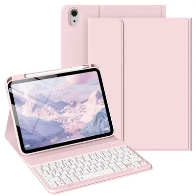 Image de Coque avec clavier pour iPad A16, 11 pouces, 10ème génération, 2025, 2022, 11 pouces. Compatibilité parfaite. Couleur : rose