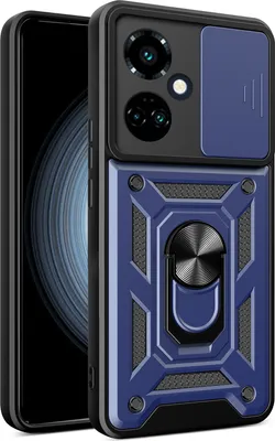 Produktbild von Hülle für Tecno Camon 19 mit Ring Ständer Halter Dia Kameraschutz TPU PC Hybrid Handyhülle Blau