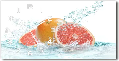 Produktbild von Wanduhr aus Glas – 60x30 cm - Glasbild - Glasuhr - Gehärtetes Glas - weisse-zeiger - Grapefruit