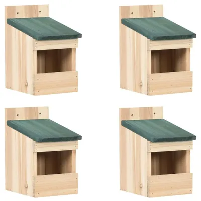 Productafbeelding van Set van 4 Houten Vogelhuisjes voor Buiten 12 x 16 x 20 cm