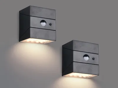 Produktbild von 2er Set Solar Wandleuchte außen mit Bewegungsmelder, Terrassenlampe wetterfest