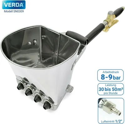 Produktbild von Putzmaschine 4 Spritzdüsen Putzpistole Verputzmaschine Verputzpistole Trichterpistole Mörtel Mörtelspritze Sprühpistole Putz SN0309