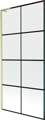 Immagine prodotto di Mexen Next L paratia da vasca da bagno a 1 anta 90 x 150 cm, griglia nera, oro spazzolato - 895-090-000-03-77-55