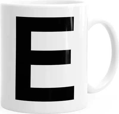 Produktbild von Kaffee-Tasse Buchstaben Buchstabe Arial Bold glänzend Kaffeetasse Teetasse Keramiktasse MoonWorks® E weiß unisize